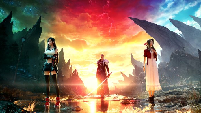 Visuel clé de Final Fantasy VII Rebirth avec Tifa et Aerith