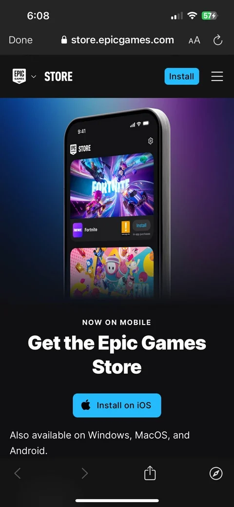 Epic Game Store pour iOS